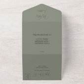 洗練されたサグ&シルバーのウェディング オールインワン招待状 (外側)