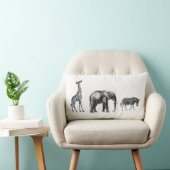 洗練されたサファリ、キリン、象、シマウマ ランバークッション (椅子)