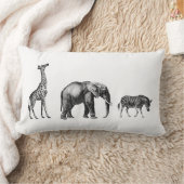 洗練されたサファリ、キリン、象、シマウマ ランバークッション (ブランケット)