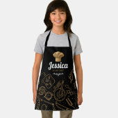 洗練されたサブチーフ キッチン パターン ゴールド付き エプロン (インサイチュ)