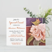 洗練されたサプライズパーティーイベント招待状 招待状 (スタンド正面)