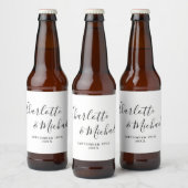 洗練されたシグネチャースクリプトの黒と白の結婚式 ビールラベル (ボトル)
