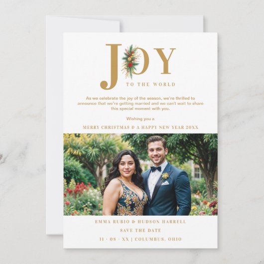 洗練されたシックなポインセティアス結婚ガーランドの写真 セーブザデート (正面)