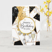 洗練されたシャンパンの誕生日グリーティングカード カード (黄色い花)