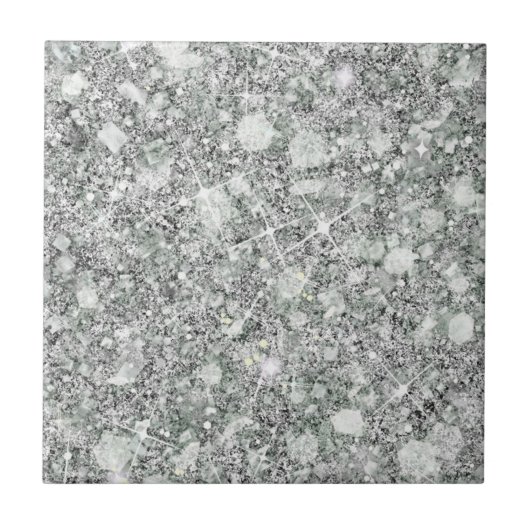 洗練されたシルバーカラーフェイクグリッター無地の タイル (正面)