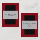 洗練されたシルバーグレーブラックレッドプロフェッショナル 名刺 (正面/裏面)