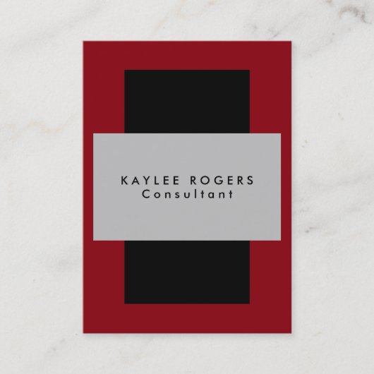 洗練されたシルバーグレーブラックレッドプロフェッショナル 名刺 (正面)