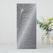 洗練されたシルバーグレー ダイヤモンド スパイダー ウェブ フラット 4 コース メニュー (スタンド正面)