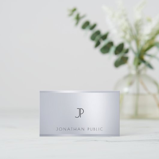 洗練されたシルバーモダンテンプレート 名刺 (スタンド正面)