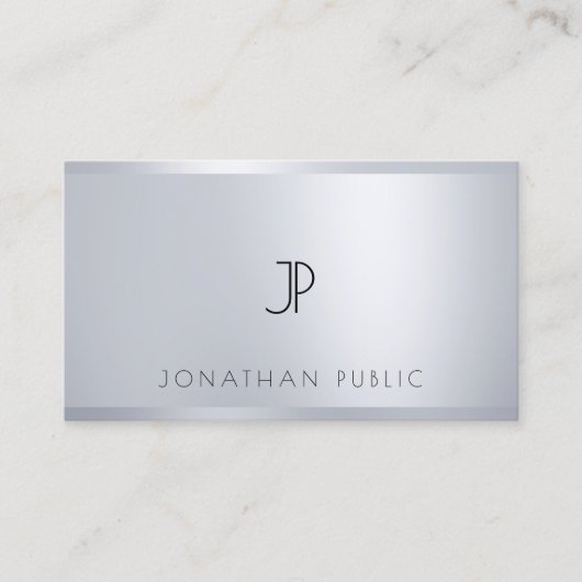洗練されたシルバーモダンテンプレート 名刺 (正面)