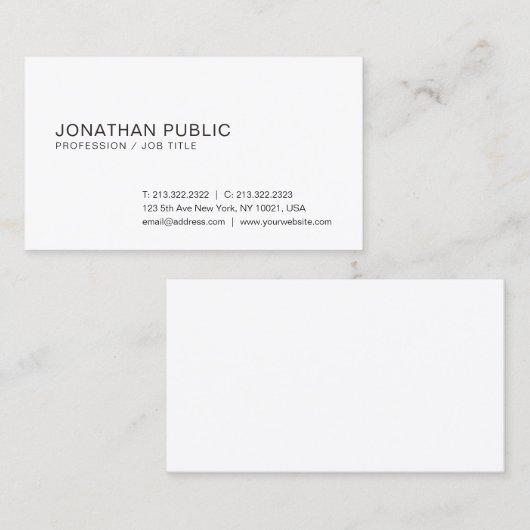 洗練されたシンプルデザイントレンディープレーン 名刺 (正面/裏面)