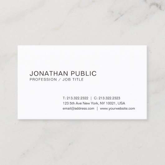 洗練されたシンプルデザイントレンディープレーン 名刺 (正面)