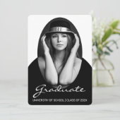 洗練されたシンプル写真卒業招待状 招待状 (スタンド正面)