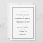 洗練されたシンプル クラシック エレガント ミニマル ウェディング 招待状 (正面)