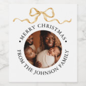 洗練されたスクリプトと写真のファミリークリスマスギフト ワインラベル (シングルラベル)