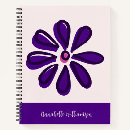 洗練されたスクリプトフォント あなたの名前 インディゴの花の落書き ノートブック