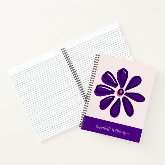 洗練されたスクリプトフォント あなたの名前 インディゴの花の落書き ノートブック (内部)