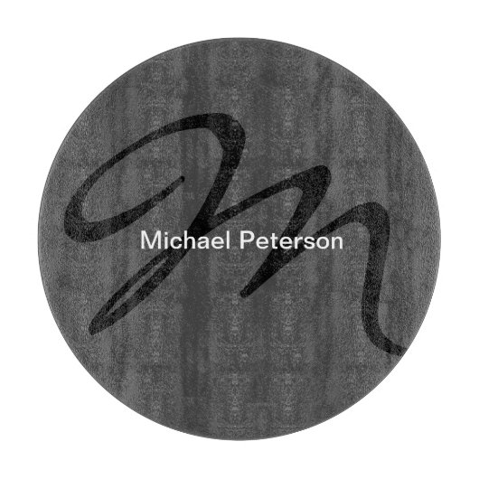 洗練されたスクリプトモノグラムイニシャルグモダンレイ カッティングボード (正面)