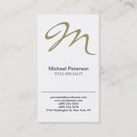 洗練されたスクリプトモノグラム名刺 名刺 (正面)