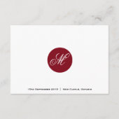 洗練されたスクリプト モノグラム 受付カード（赤） エンクロージャーカード (裏面)