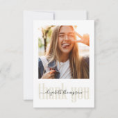 洗練されたスクリプト 卒業写真 感謝カード (正面)