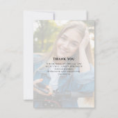 洗練されたスクリプト 卒業写真 感謝カード (裏面)