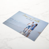 洗練されたスクリプト 平和な地球 パーソナライズ 箔シーズンカード (回転した状態)