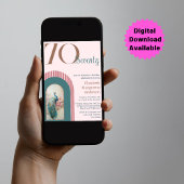 洗練されたスタイリッシュ赤面ピンクピーコック誕生日 招待状