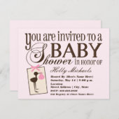 洗練されたストークピンクベイビーシャワー招待状 招待状 (正面/裏面)