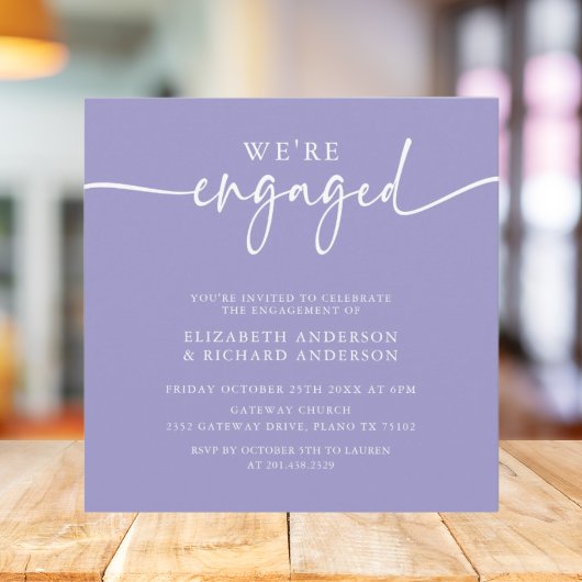 洗練されたセージグリーン婚約パーティスクエア 招待状