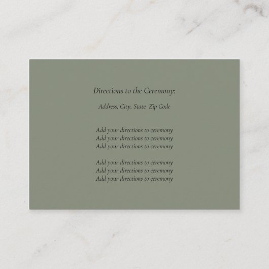洗練されたセージ結婚とシルバー エンクロージャーカード (裏面)