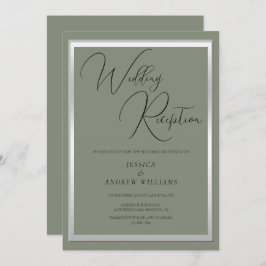 洗練されたセージ&シルバーウェディングレセプション 招待状