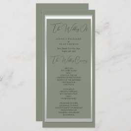洗練されたセージ&シルバー結婚式 プログラム