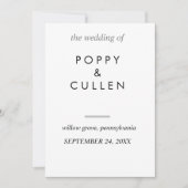 洗練されたタイポグラフィーのウェディングカード 招待状 (正面)