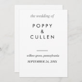 洗練されたタイポグラフィーのウェディングカード 招待状 (正面/裏面)