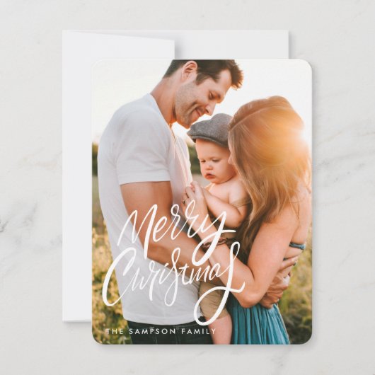 洗練されたタイポグラフィーの写真クリスマスホリデーカード シーズンカード (正面)