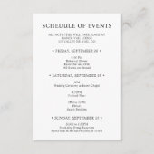 洗練されたタイポグラフィーの結婚式ウィークエンド　イベントスケジュール エンクロージャーカード (正面)