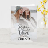 洗練されたタイポグラフィーの誕生日写真カード 友達へ カード (黄色い花)