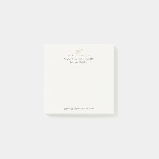 洗練されたタンと金ゴールド羽毛シンプル公証人事務所 ポストイット (正面)