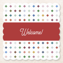 洗練されたダイヤモンドモザイク幾何学飲料A ペーパーコースター