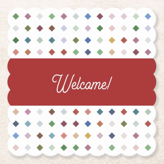 洗練されたダイヤモンドモザイク幾何学飲料A ペーパーコースター (正面)