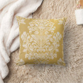 洗練されたダマスクパターン – 金ゴールド&クリーム クッション (ブランケット)