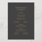 洗練されたダークグレーゴールドの結婚式典 プログラム (裏面)