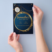 洗練されたダークブルーと金ゴールドカスタマイズ可能なプロム チラシ (ハンドル)