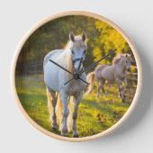 "洗練されたチャーム：ラックスのためのホワイトホース時計 壁時計 (正面)