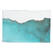 洗練されたティール(緑がかった色)ブラック抽象芸術アートアルコールインク 枕カバー (裏面-左)