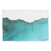 洗練されたティール(緑がかった色)ブラック抽象芸術アートアルコールインク 枕カバー (裏面-右)