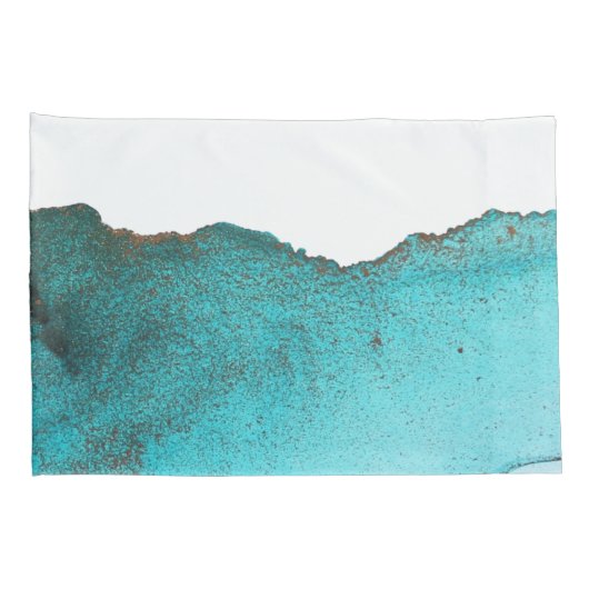 洗練されたティール(緑がかった色)ブラック抽象芸術アートアルコールインク 枕カバー (裏面-右)