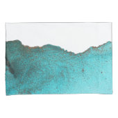 洗練されたティール(緑がかった色)ブラック抽象芸術アートアルコールインク 枕カバー (正面右)