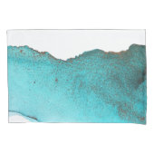 洗練されたティール（緑がかった色）ブラック抽象芸術アートアルコールインク 枕カバー (正面)